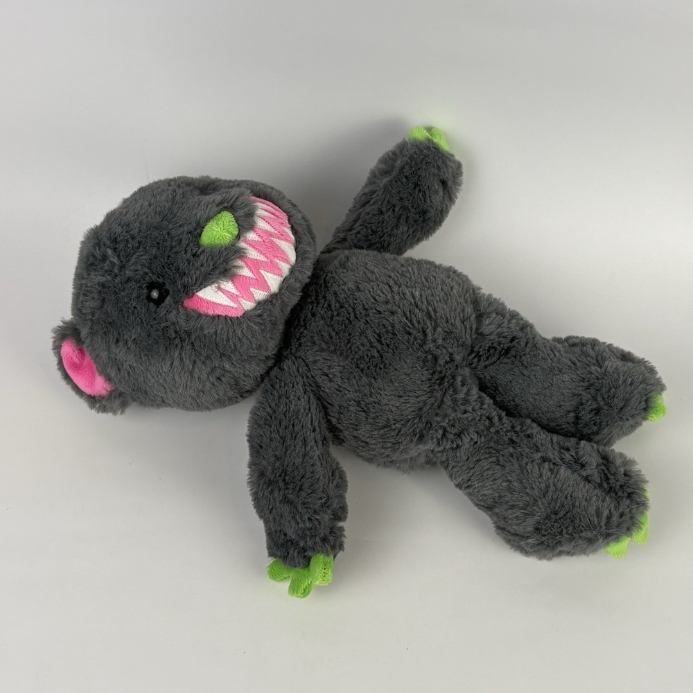 Creepy Zombie Bear Plush 14″ Neon Green & Pink Horror Stuffed Animal - Picture 6 of 6